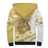 Gold Hawaii Shark Tattoo Sherpa Hoodie Frangipani With Polynesian Pastel Version
