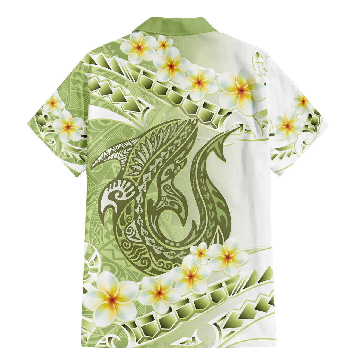 Green Hawaii Shark Tattoo Family Matching Mermaid Dress and Hawaiian Shirt Frangipani With Polynesian Pastel Version