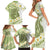 Green Hawaii Shark Tattoo Family Matching Short Sleeve Bodycon Dress and Hawaiian Shirt Frangipani With Polynesian Pastel Version