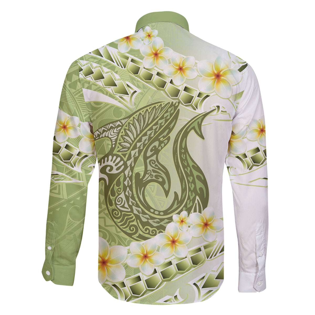 Green Hawaii Shark Tattoo Family Matching Summer Maxi Dress and Hawaiian Shirt Frangipani With Polynesian Pastel Version LT14 - Polynesian Pride