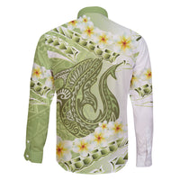 Green Hawaii Shark Tattoo Family Matching Summer Maxi Dress and Hawaiian Shirt Frangipani With Polynesian Pastel Version LT14 - Polynesian Pride