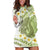 Green Hawaii Shark Tattoo Hoodie Dress Frangipani With Polynesian Pastel Version