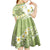 Green Hawaii Shark Tattoo Kid Short Sleeve Dress Frangipani With Polynesian Pastel Version
