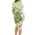 Green Hawaii Shark Tattoo Long Sleeve Bodycon Dress Frangipani With Polynesian Pastel Version