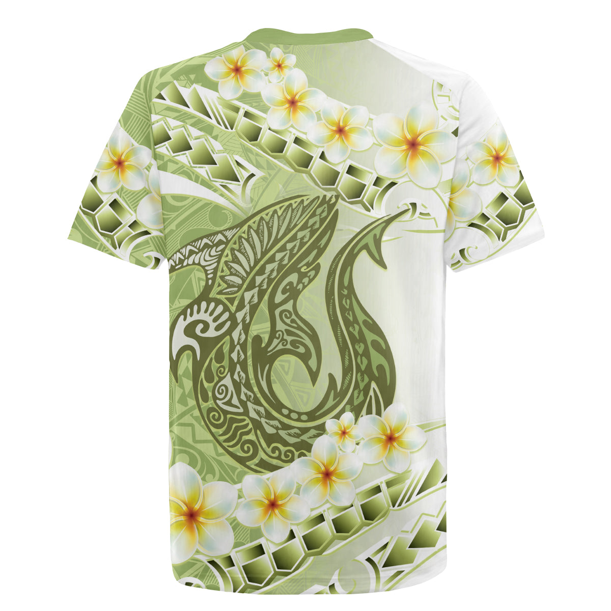 Green Hawaii Shark Tattoo Rugby Jersey Frangipani With Polynesian Pastel Version