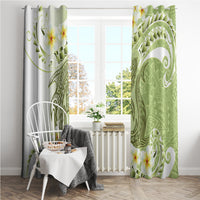 Green Hawaii Shark Tattoo Window Curtain Frangipani With Polynesian Pastel Version LT14 - Polynesian Pride