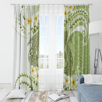 Green Hawaii Shark Tattoo Window Curtain Frangipani With Polynesian Pastel Version LT14 - Polynesian Pride