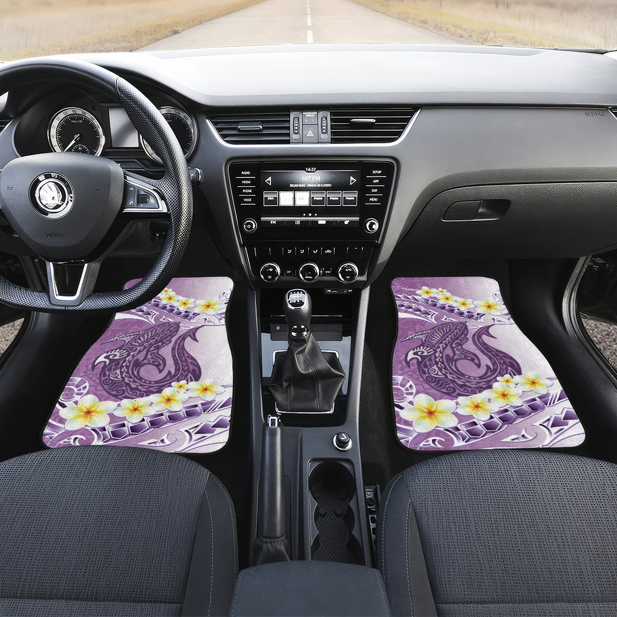 Purple Hawaii Shark Tattoo Car Mats Frangipani With Polynesian Pastel Version