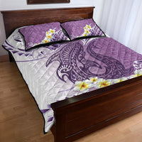 Purple Hawaii Shark Tattoo Quilt Bed Set Frangipani With Polynesian Pastel Version LT14 - Polynesian Pride