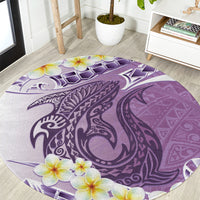 Purple Hawaii Shark Tattoo Round Carpet Frangipani With Polynesian Pastel Version LT14 Purple - Polynesian Pride