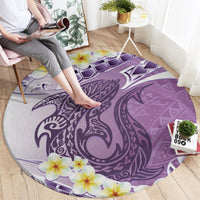 Purple Hawaii Shark Tattoo Round Carpet Frangipani With Polynesian Pastel Version LT14 - Polynesian Pride
