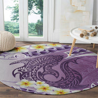 Purple Hawaii Shark Tattoo Round Carpet Frangipani With Polynesian Pastel Version LT14 - Polynesian Pride