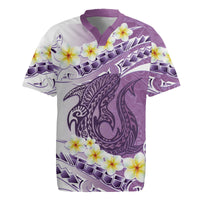 Purple Hawaii Shark Tattoo Rugby Jersey Frangipani With Polynesian Pastel Version