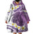 Purple Hawaii Shark Tattoo Wearable Blanket Hoodie Frangipani With Polynesian Pastel Version