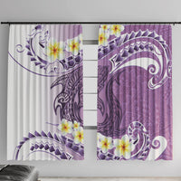 Purple Hawaii Shark Tattoo Window Curtain Frangipani With Polynesian Pastel Version LT14 With Hooks Purple - Polynesian Pride