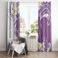 Purple Hawaii Shark Tattoo Window Curtain Frangipani With Polynesian Pastel Version LT14 - Polynesian Pride