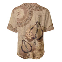 Brown Bula Fiji Baseball Jersey Fijian Dance Fan Tapa Cloth Pattern