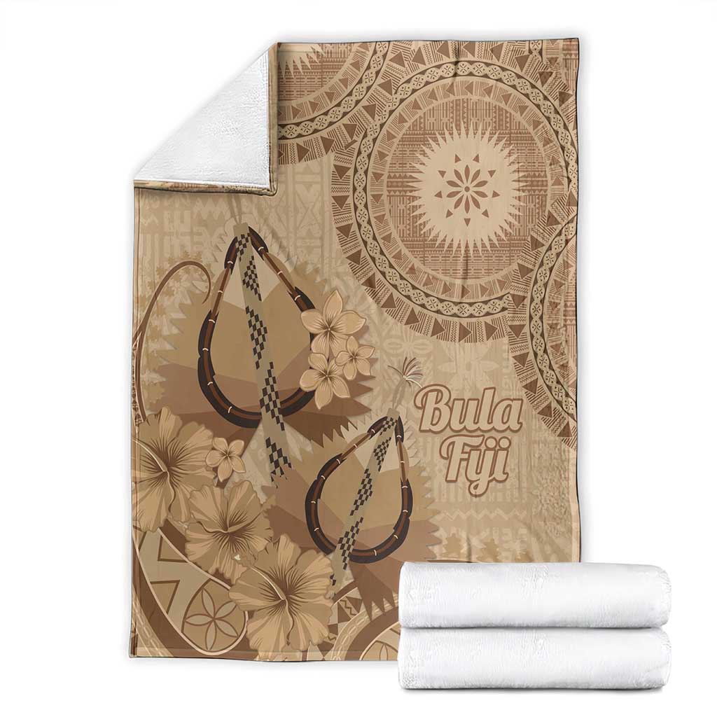 Brown Bula Fiji Blanket Fijian Dance Fan Tapa Cloth Pattern