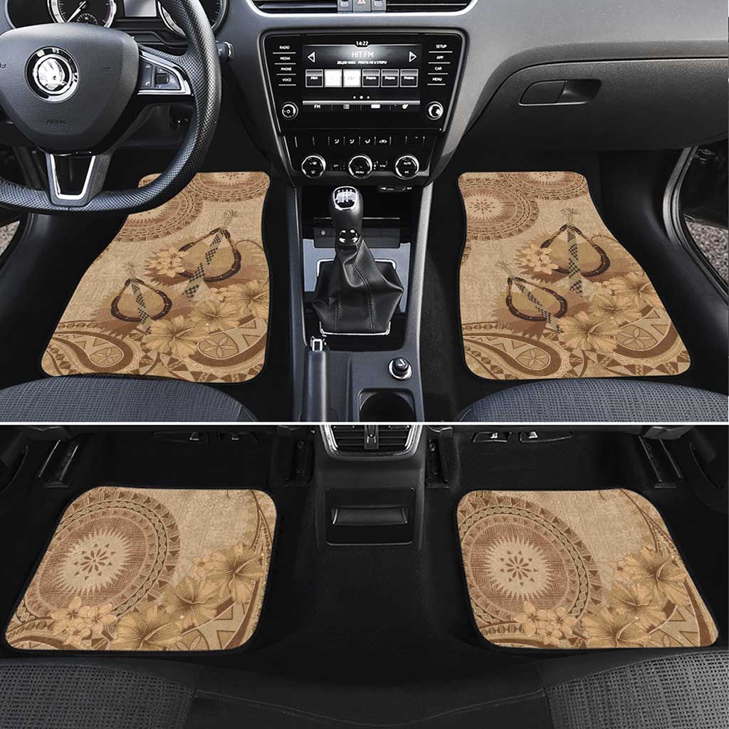 Brown Bula Fiji Car Mats Fijian Dance Fan Tapa Cloth Pattern