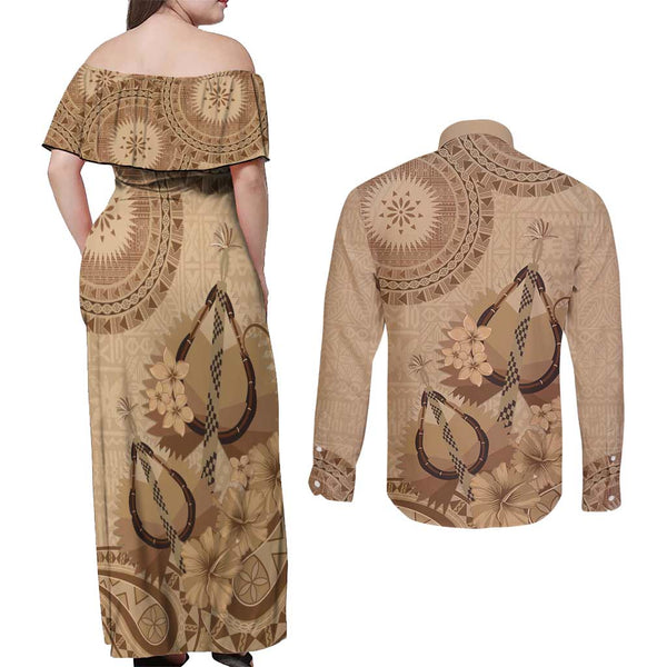 Fiji And Rotuma Tapa Pattern Off Shoulder Long Dress Together