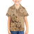 Brown Bula Fiji Family Matching Off Shoulder Maxi Dress and Hawaiian Shirt Fijian Dance Fan Tapa Cloth Pattern