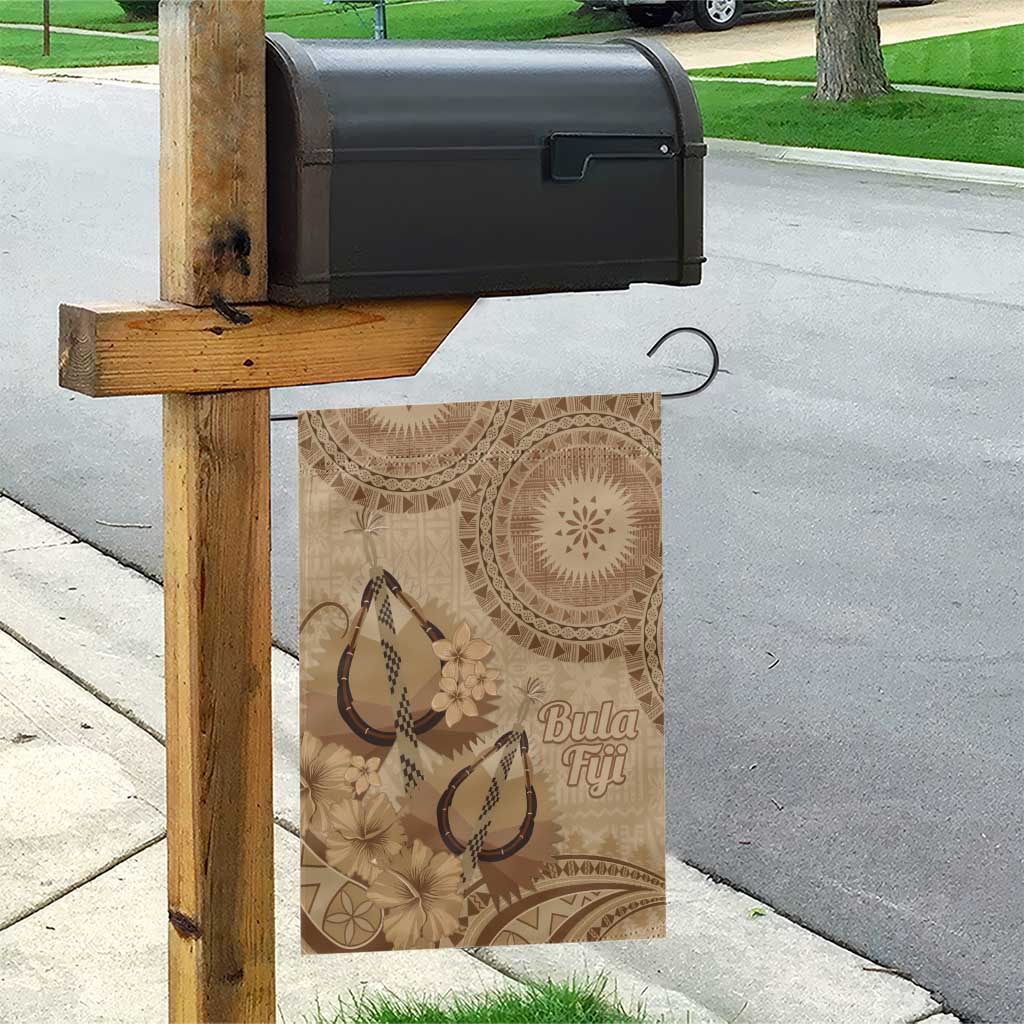 Brown Bula Fiji Garden Flag Fijian Dance Fan Tapa Cloth Pattern