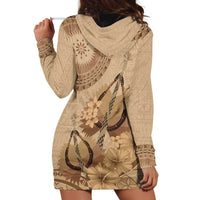 Brown Bula Fiji Hoodie Dress Fijian Dance Fan Tapa Cloth Pattern