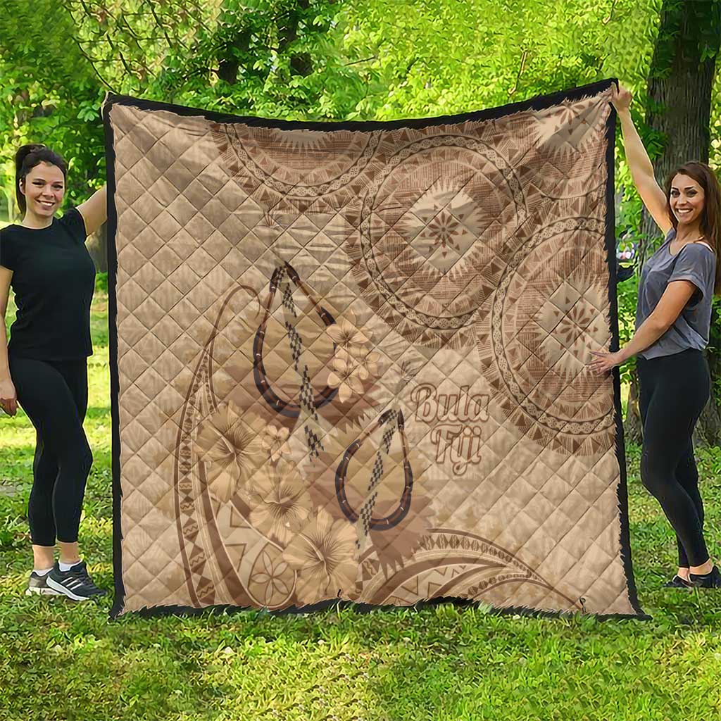 Brown Bula Fiji Quilt Fijian Dance Fan Tapa Cloth Pattern