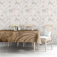 Brown Bula Fiji Tablecloth Fijian Dance Fan Tapa Cloth Pattern