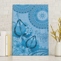 Blue Bula Fiji Canvas Wall Art Fijian Dance Fan Tapa Cloth Pattern LT14 Without Frame Blue - Polynesian Pride