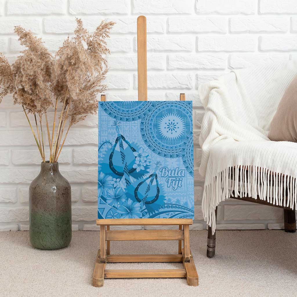 Blue Bula Fiji Canvas Wall Art Fijian Dance Fan Tapa Cloth Pattern LT14 - Polynesian Pride