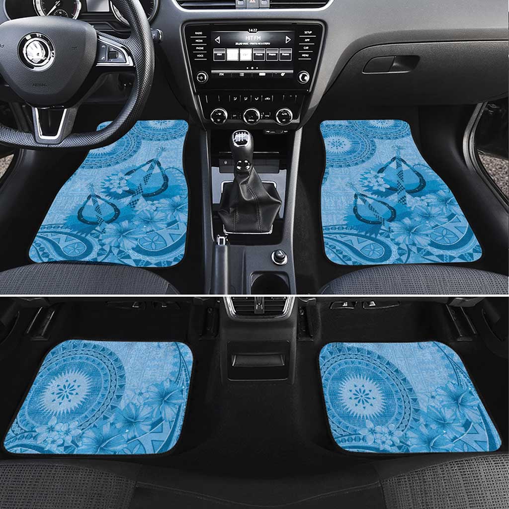 Blue Bula Fiji Car Mats Fijian Dance Fan Tapa Cloth Pattern
