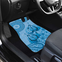 Blue Bula Fiji Car Mats Fijian Dance Fan Tapa Cloth Pattern