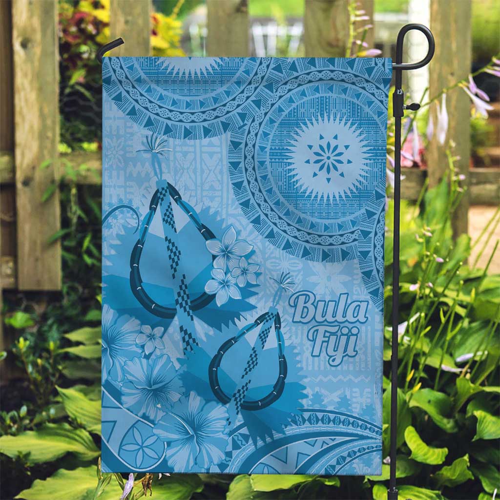 Blue Bula Fiji Garden Flag Fijian Dance Fan Tapa Cloth Pattern LT14 Garden Flag Blue - Polynesian Pride