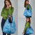 Blue Bula Fiji Grocery Bag Fijian Dance Fan Tapa Cloth Pattern