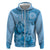 Blue Bula Fiji Hoodie Fijian Dance Fan Tapa Cloth Pattern