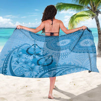 Blue Bula Fiji Sarong Fijian Dance Fan Tapa Cloth Pattern