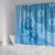 Blue Bula Fiji Shower Curtain Fijian Dance Fan Tapa Cloth Pattern