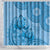 Blue Bula Fiji Shower Curtain Fijian Dance Fan Tapa Cloth Pattern