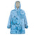 Blue Bula Fiji Wearable Blanket Hoodie Fijian Dance Fan Tapa Cloth Pattern