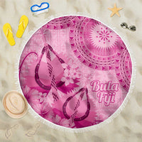 Pink Bula Fiji Beach Blanket Fijian Dance Fan Tapa Cloth Pattern