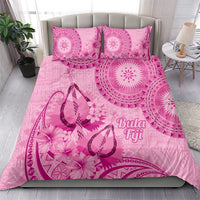 Pink Bula Fiji Bedding Set Fijian Dance Fan Tapa Cloth Pattern