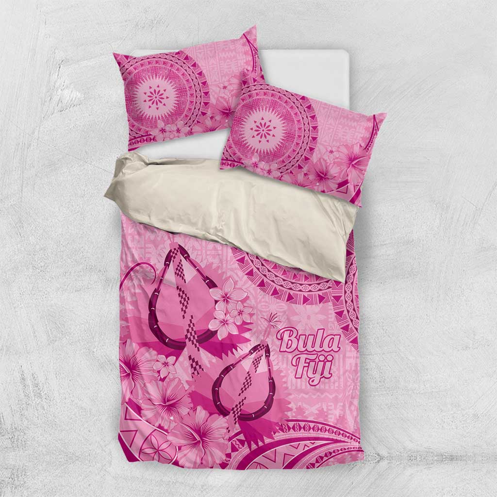 Pink Bula Fiji Bedding Set Fijian Dance Fan Tapa Cloth Pattern
