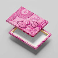 Pink Bula Fiji Canvas Wall Art Fijian Dance Fan Tapa Cloth Pattern