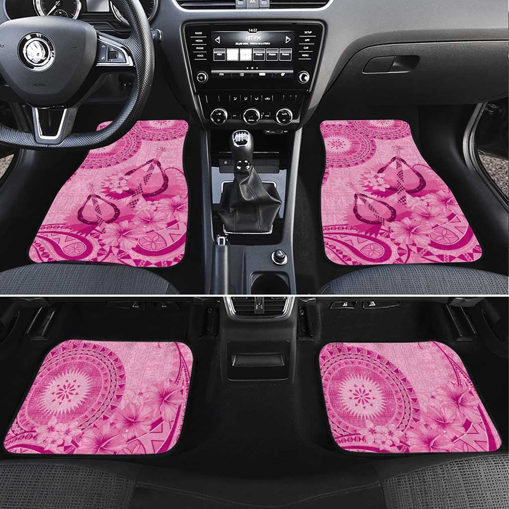 Pink Bula Fiji Car Mats Fijian Dance Fan Tapa Cloth Pattern