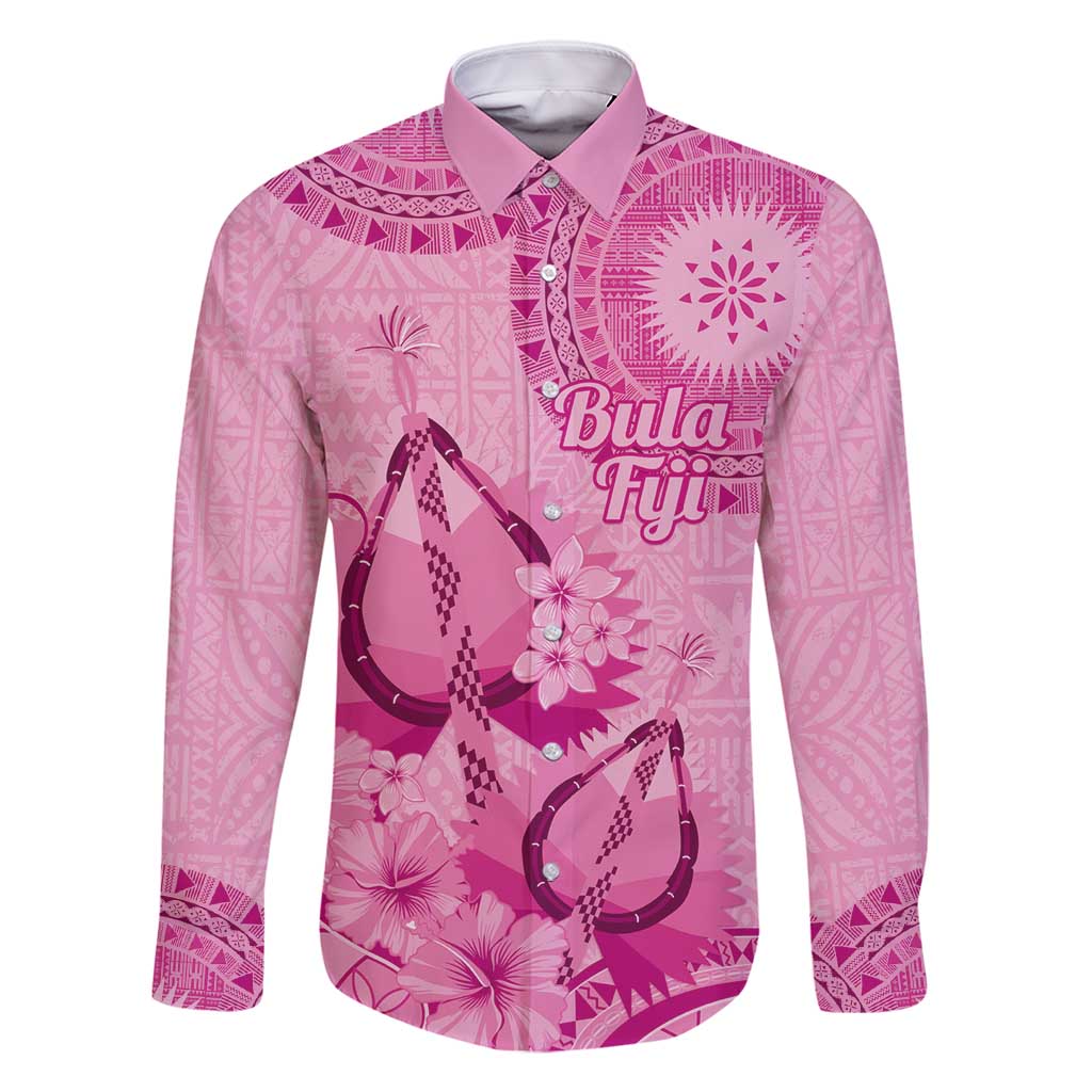 Pink Bula Fiji Family Matching Mermaid Dress and Hawaiian Shirt Fijian Dance Fan Tapa Cloth Pattern