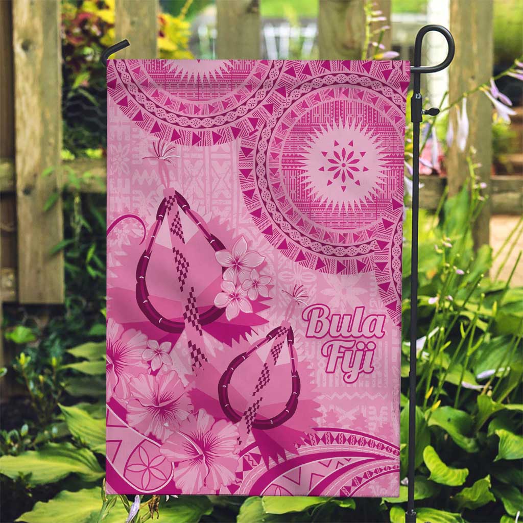 Pink Bula Fiji Garden Flag Fijian Dance Fan Tapa Cloth Pattern