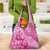 Pink Bula Fiji Grocery Bag Fijian Dance Fan Tapa Cloth Pattern