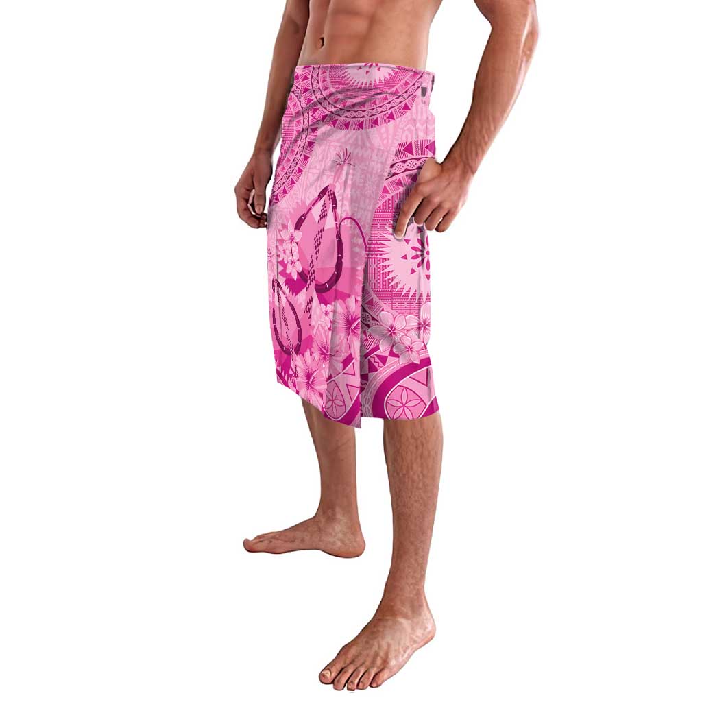 Pink Bula Fiji Lavalava Fijian Dance Fan Tapa Cloth Pattern
