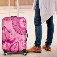 Pink Bula Fiji Luggage Cover Fijian Dance Fan Tapa Cloth Pattern
